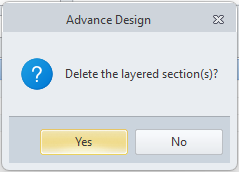 Delete layered section Confirmation dialog for deleting a selected layered section
